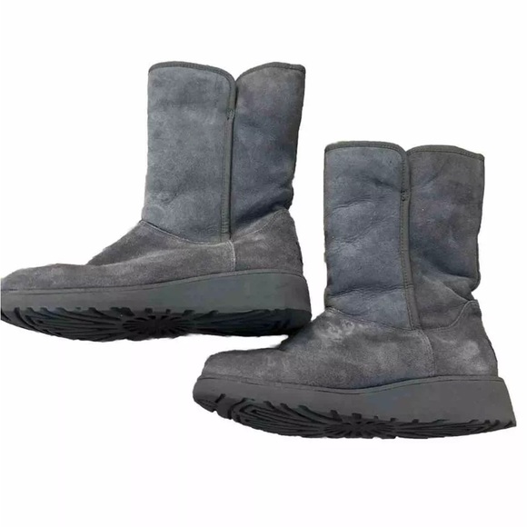UGG Womens 1013428 Gray Round Toe Pull-On Suede Slim Wedge Boots Size 7 - Picture 1 of 7